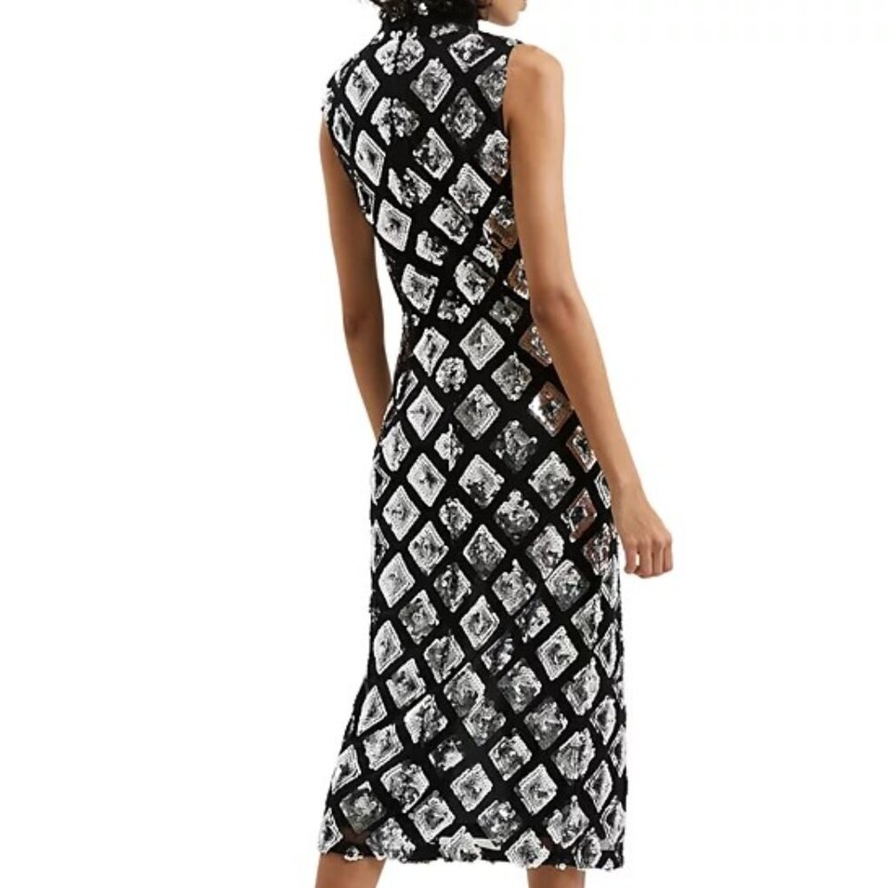 NWT French Connection black dress with silver diamond sequins, size 4 - Picture 8 of 13